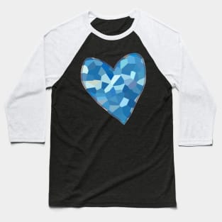 Aqua Blue Mosaic Heart Baseball T-Shirt